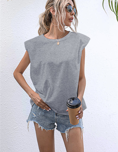 Load image into Gallery viewer, Round Neck Cap Sleeve Tee
