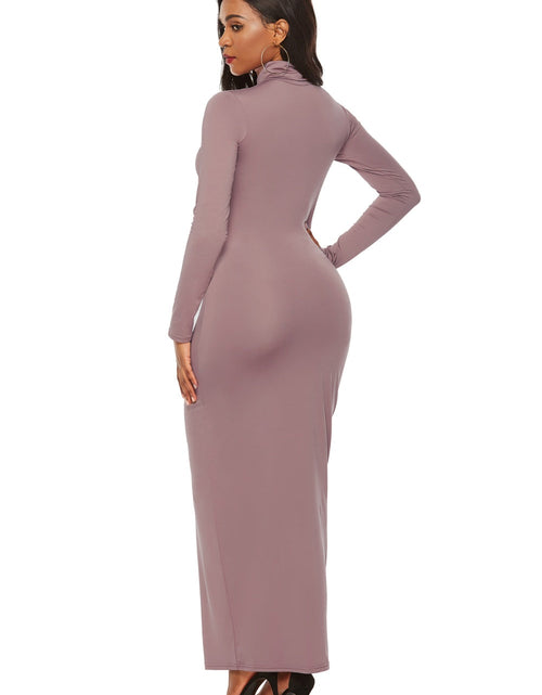 Load image into Gallery viewer, Mock Neck Long Sleeve Maxi Slim Dress
