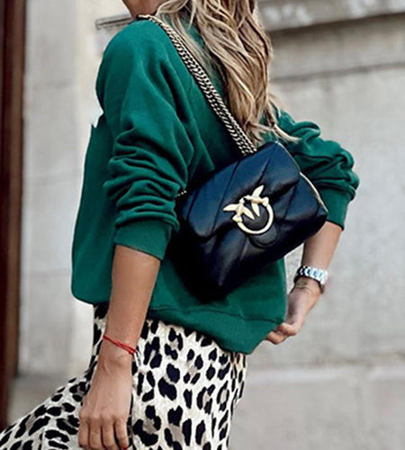 Letter Round Neck Long Sleeve Sweatshirt