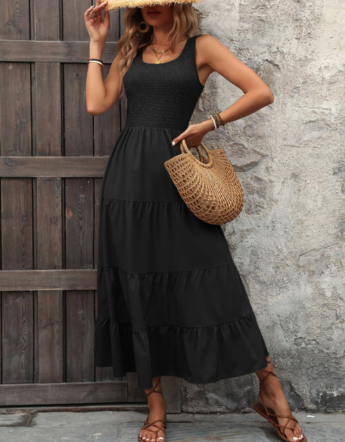 Load image into Gallery viewer, Ivy Lane Smocked Scoop Neck Sleeveless Tank Dress
