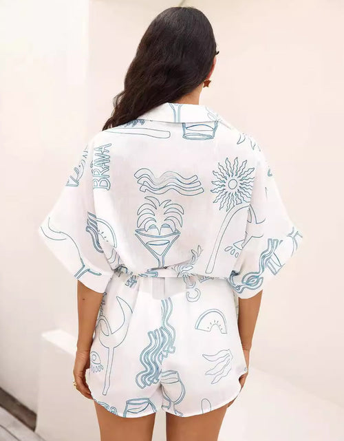 Load image into Gallery viewer, Printed Collared Neck Half Sleeve Romper
