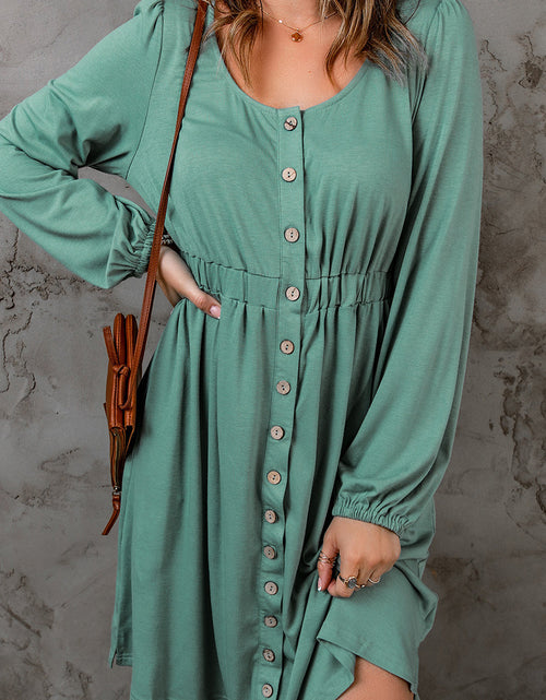 Load image into Gallery viewer, Julianna Button Up High Waist Long Sleeve Dress by Poppy Lee Lane
