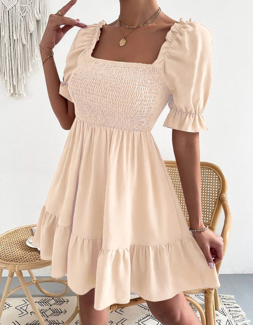 Load image into Gallery viewer, Smocked Square Neck Short Sleeve Dress
