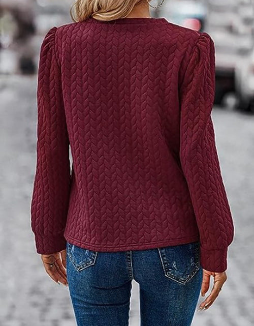 Load image into Gallery viewer, Textured Round Neck Long Sleeve Sweatshirt
