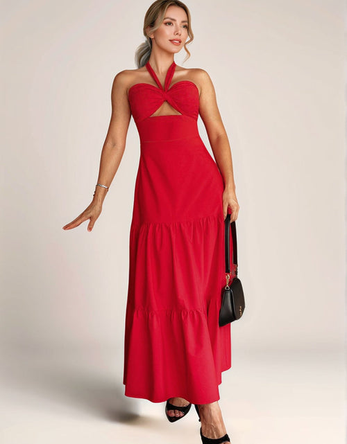 Load image into Gallery viewer, Twist Front Cutout Tiered Maxi Dress
