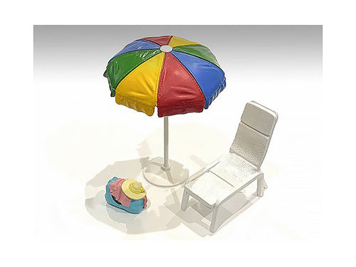 Load image into Gallery viewer, "Beach Girls" Accessories (Beach Chair and Beach Umbrella and Duffle Bag) for 1/18 Scale Models by American Diorama
