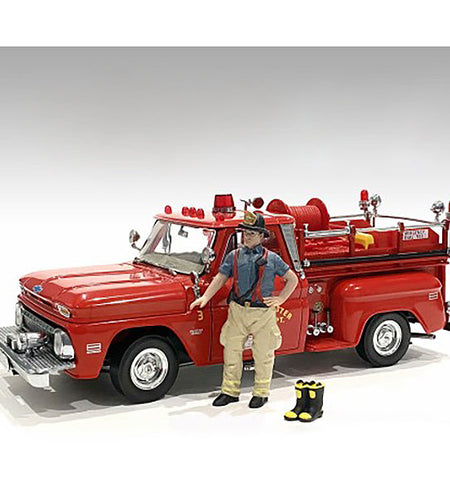 "Firefighters" Getting Ready Figure with Boots Accessory for 1/18 Scale Models by American Diorama