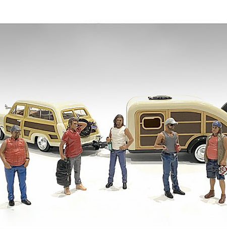 "Campers" 5 piece Figure Set for 1/18 Scale Models by American Diorama