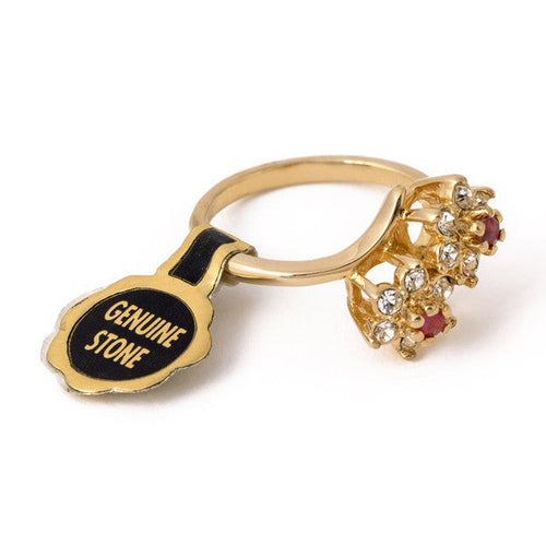 Load image into Gallery viewer, Women's Vintage 1970s Star Flower Cluster Ring set with Genuine Ruby or Austrian Crystals Made in USA by PVD Vintage Jewelry
