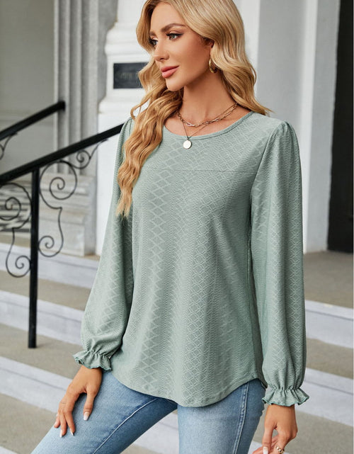 Load image into Gallery viewer, Round Neck Flounce Sleeve Blouse
