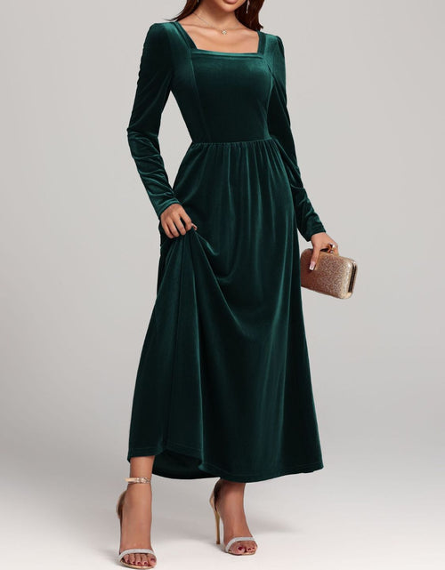 Load image into Gallery viewer, Velvet Square Neck Long Sleeve Dress
