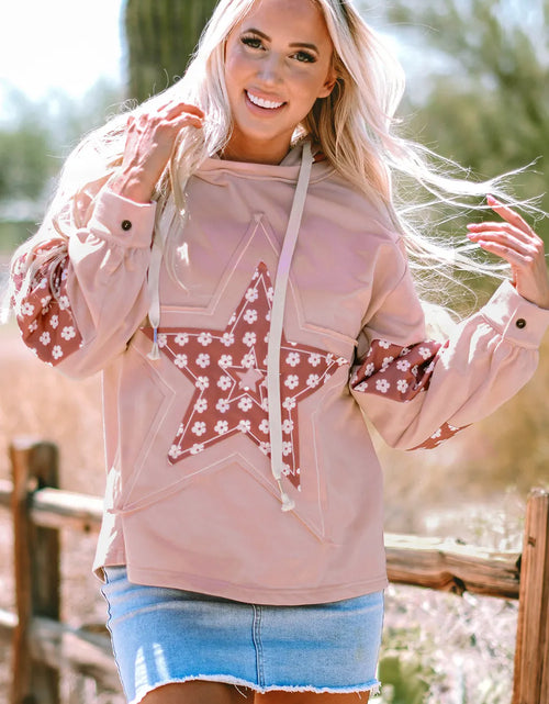 Load image into Gallery viewer, Drawstring Star Long Sleeve Hoodie
