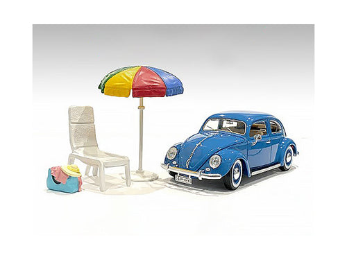 Load image into Gallery viewer, "Beach Girls" Accessories (Beach Chair and Beach Umbrella and Duffle Bag) for 1/24 Scale Models by American Diorama
