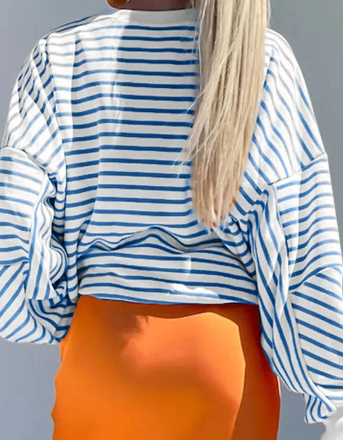 Load image into Gallery viewer, Striped Dropped Shoulder Long Sleeve Sweatshirt
