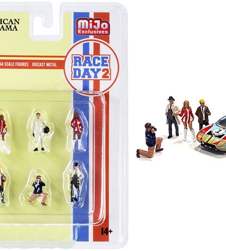 "Race Day 2" 6 piece Diecast Figurine Set for 1/64 Scale Models by American Diorama