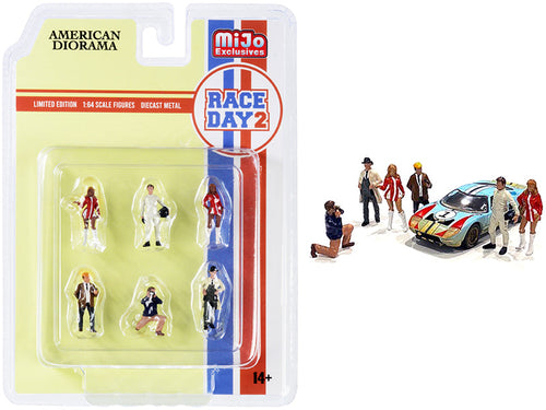 Load image into Gallery viewer, "Race Day 2" 6 piece Diecast Figurine Set for 1/64 Scale Models by American Diorama
