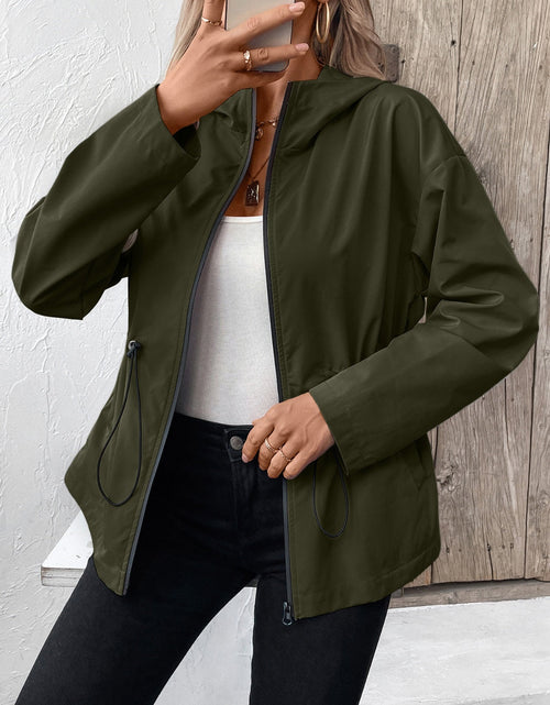 Load image into Gallery viewer, Ivy Lane Drawstring Zip Up Hooded Jacket
