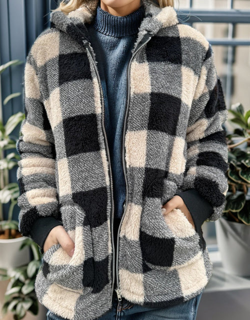 Load image into Gallery viewer, Double Take Full Size Plaid Long Sleeve Hooded Coat
