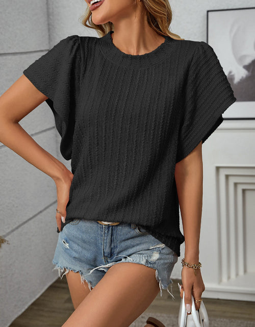 Load image into Gallery viewer, Textured Round Neck Short Sleeve Top
