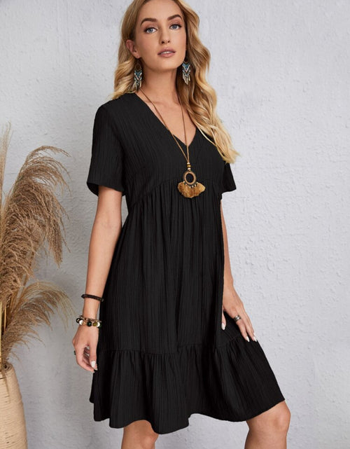 Load image into Gallery viewer, Full Size V-Neck Short Sleeve Dress
