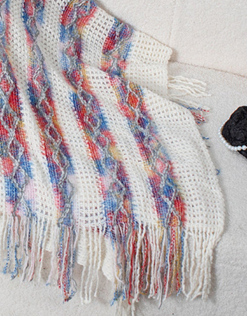 Load image into Gallery viewer, Fringe Contrast Hooded Poncho
