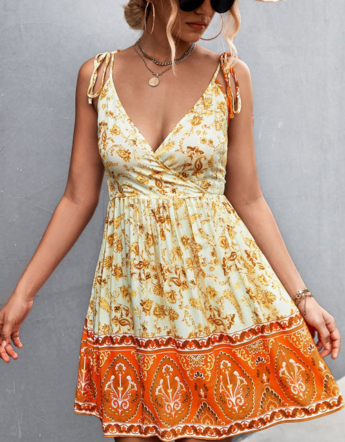 Load image into Gallery viewer, Bohemian Tie Shoulder Surplice Backless Dress
