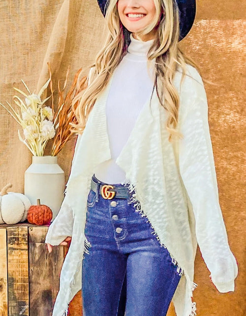 Load image into Gallery viewer, And The Why Textured Knit Fringe Hem Cardigan
