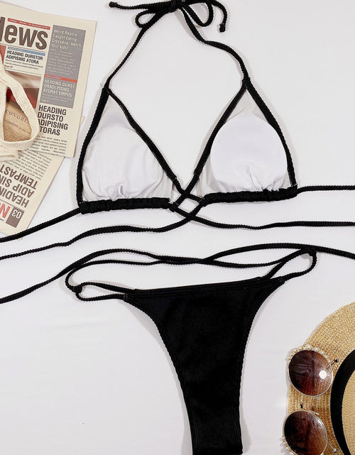 Load image into Gallery viewer, Halter Neck Crisscross Ribbed Bikini Set
