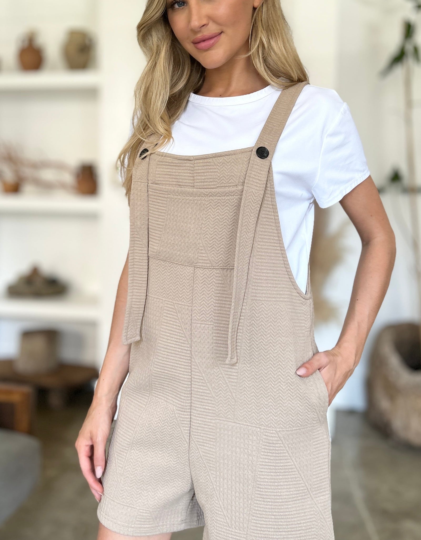 Double Take Full Size Texture Sleeveless Romper