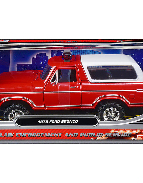 Load image into Gallery viewer, 1978 Ford Bronco Fire Department Unmarked Red "Law Enforcement and Public Service" Series 1/24 Diecast Model Car by Motormax
