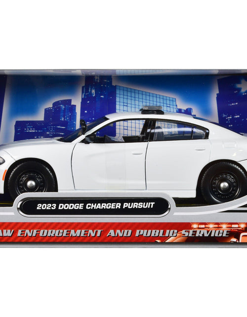 Load image into Gallery viewer, 2023 Dodge Charger Pursuit Police Car Plain White "Law Enforcement and Public Service" Series 1/24 Diecast Model Car by Motormax
