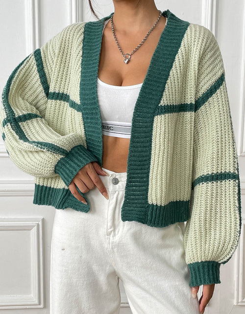Load image into Gallery viewer, Contrast Open Front Long Sleeve Cardigan
