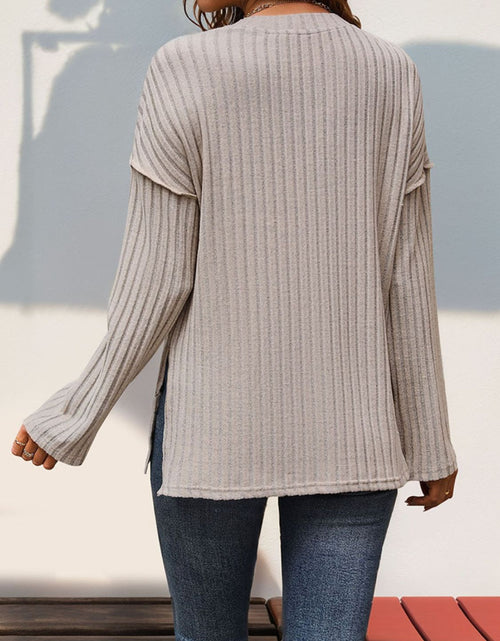 Load image into Gallery viewer, Perfee Slit Half Button Long Sleeve T-Shirt
