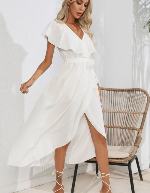 Load image into Gallery viewer, Ruffled Tied V-Neck Midi Dress
