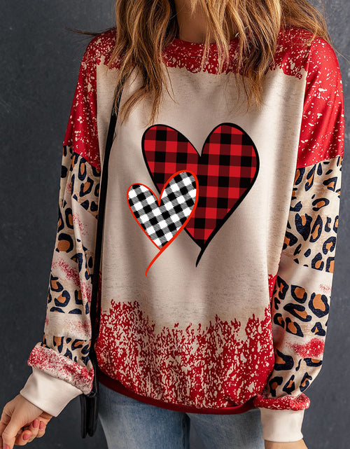 Load image into Gallery viewer, Heart Leopard Round Neck Sweatshirt
