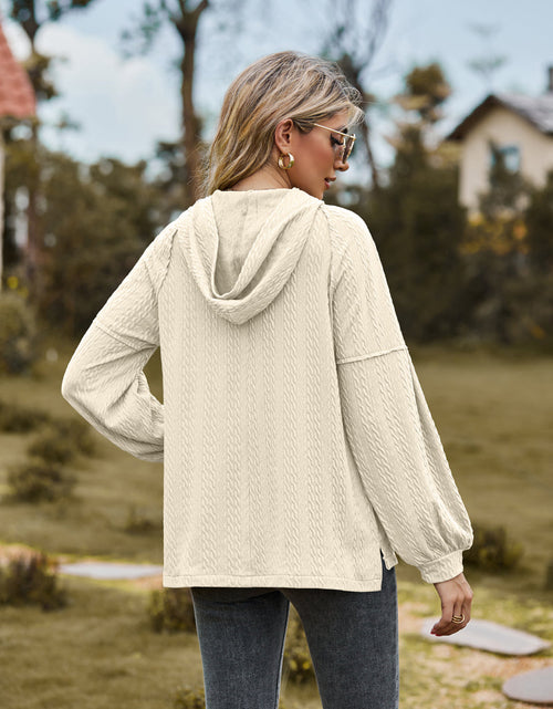 Load image into Gallery viewer, Cable-Knit Dropped Shoulder Hoodie

