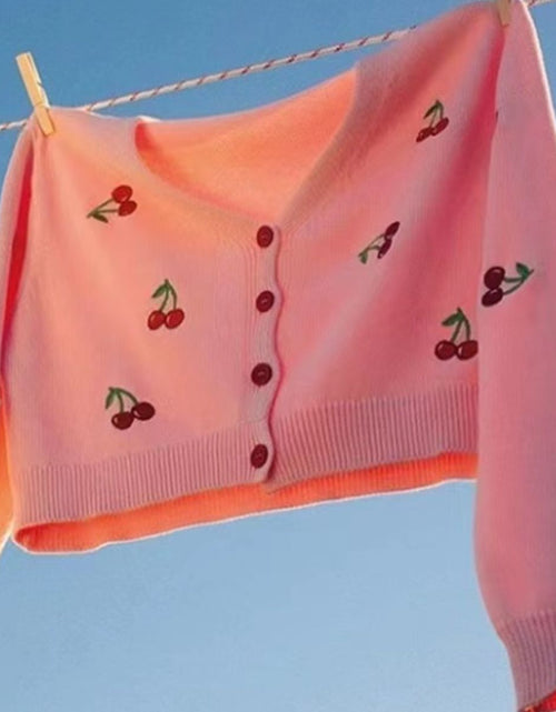 Load image into Gallery viewer, Cherry Button Down Cardigan
