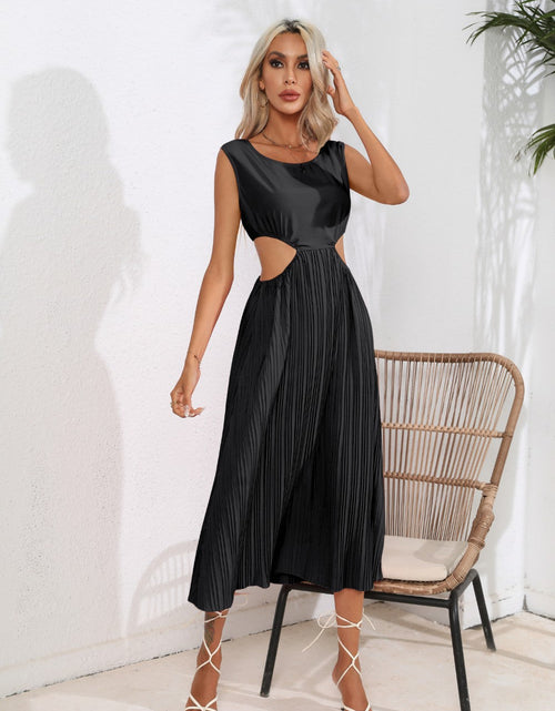 Load image into Gallery viewer, Cutout Ruched Round Neck Tank Dress
