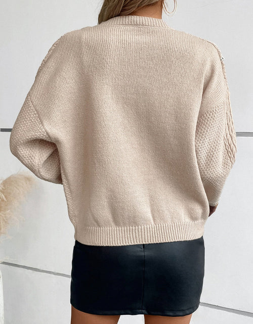 Load image into Gallery viewer, Cable-Knit Round Neck Button Up Cardigan
