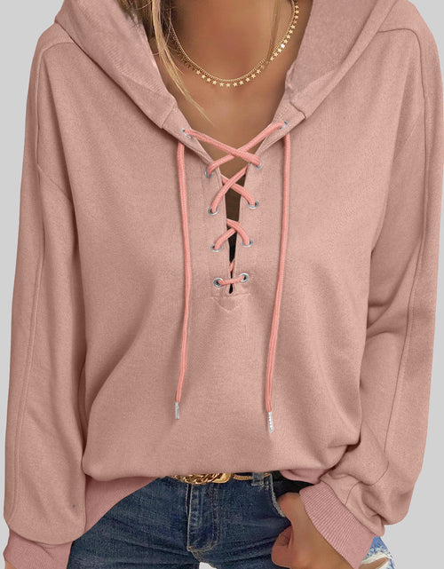 Load image into Gallery viewer, Lace Up Long Sleeve Hoodie

