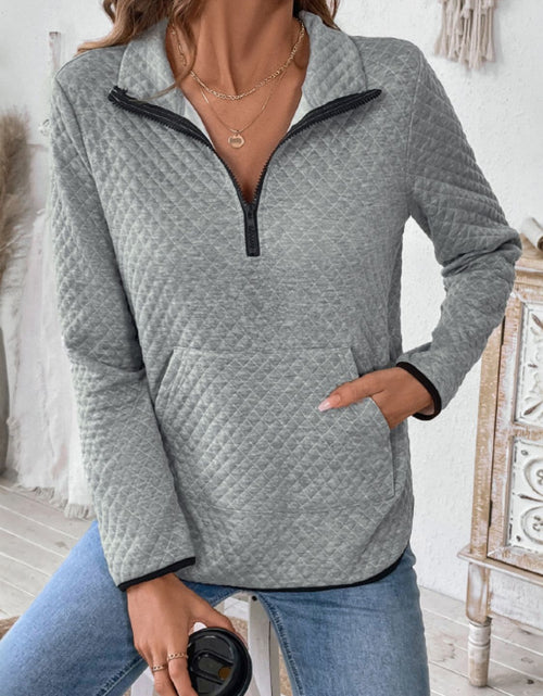 Load image into Gallery viewer, Perfee Texture Half Zip Long Sleeve Sweatshirt

