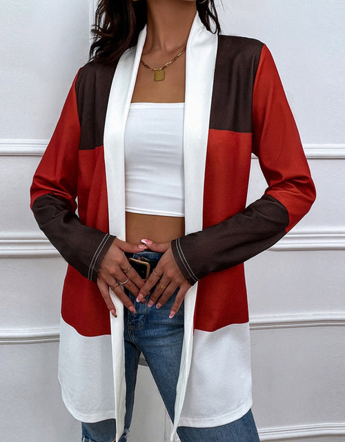Load image into Gallery viewer, Shiny Color Block Open Front Cardigan
