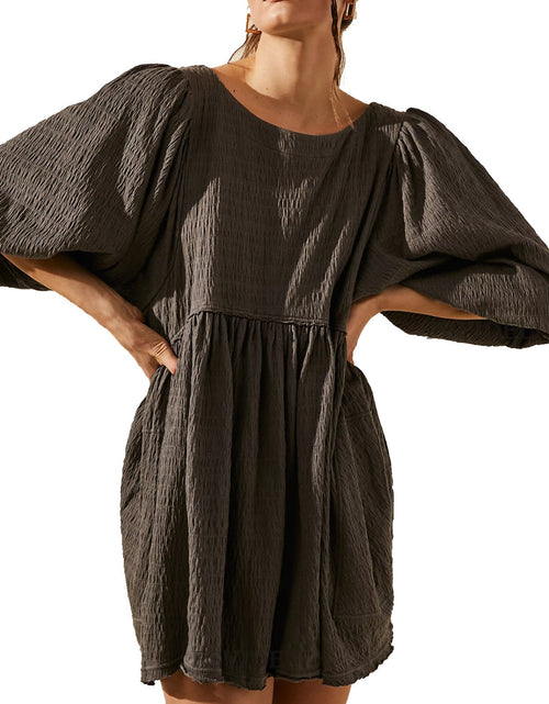 Load image into Gallery viewer, Cutout Textured Long Sleeve Mini Dress
