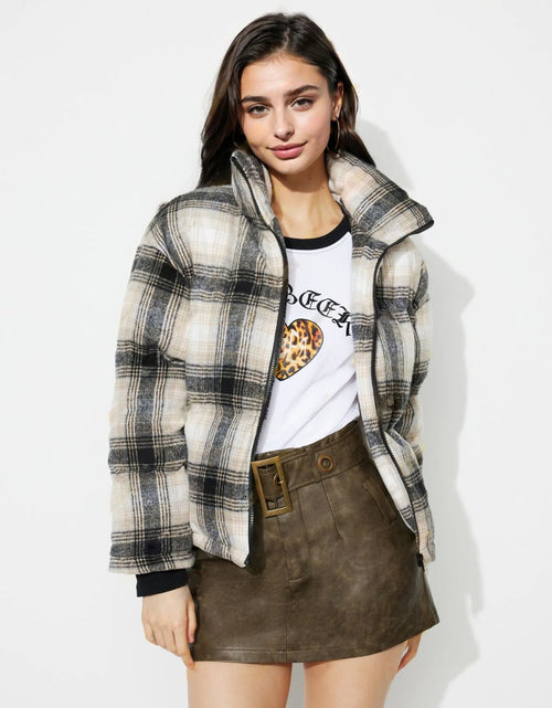 Load image into Gallery viewer, Plaid Zip Up Long Sleeve Jacket
