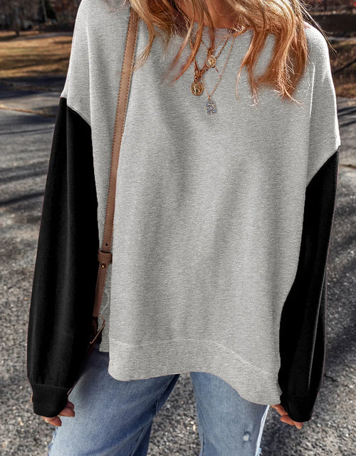 Load image into Gallery viewer, Contrast Round Neck Long Sleeve Sweatshirt
