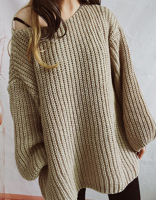 Load image into Gallery viewer, Boat Neck Dropped Shoulder Mini Sweater Dress
