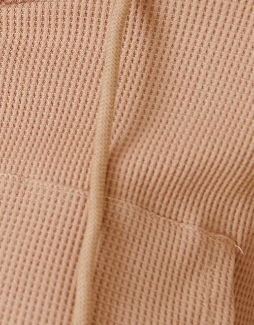 Load image into Gallery viewer, Waffle-Knit Drawstring Zip Up Hoodie
