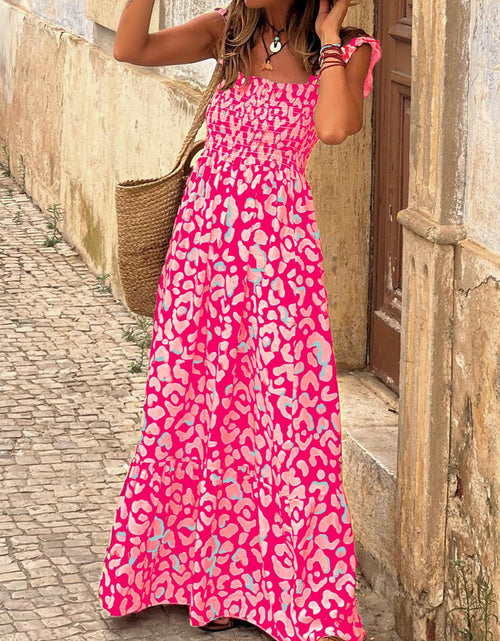 Load image into Gallery viewer, Ruffled Printed Wide Strap Dress
