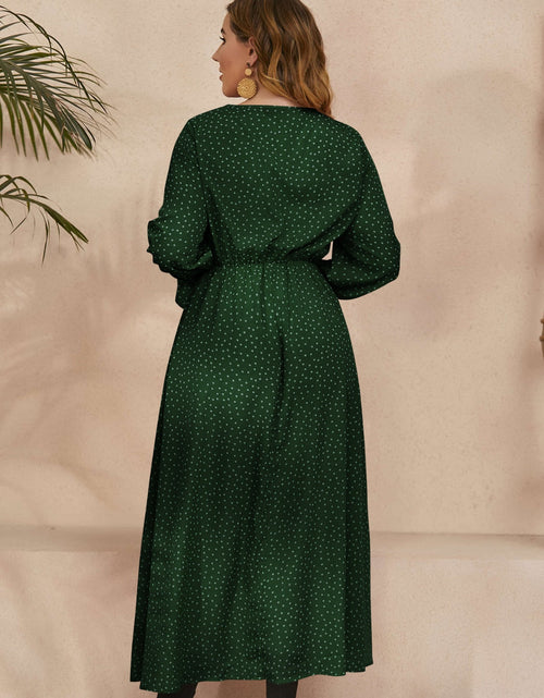 Load image into Gallery viewer, Honey Plus Size Ruffled Polka Dot Long Sleeve Midi Dress
