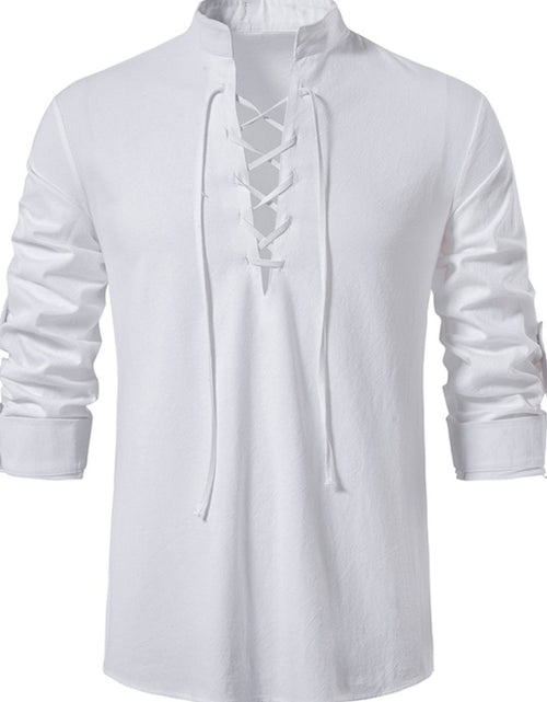 Load image into Gallery viewer, Men's Lace Up Long Sleeve Blouse
